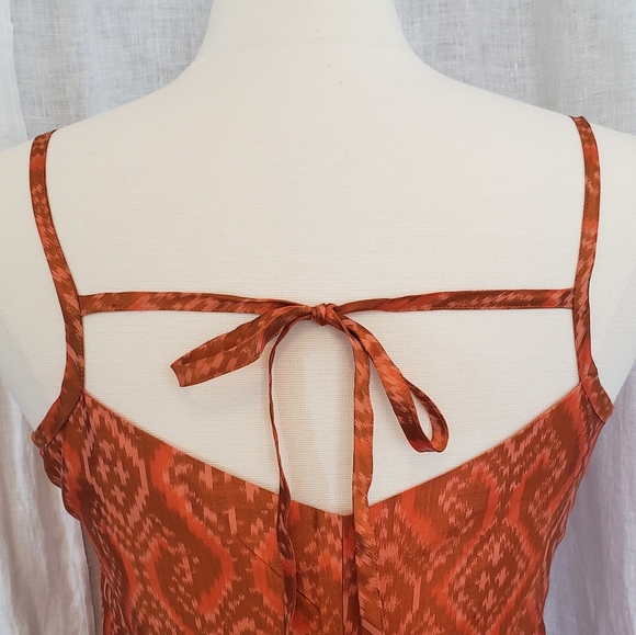 Burnt Orange Ikat silk dress by Banana - Picture 4 of 7